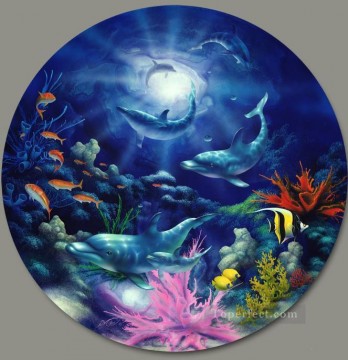 Fish Aquarium Painting - Evening Romance under sea